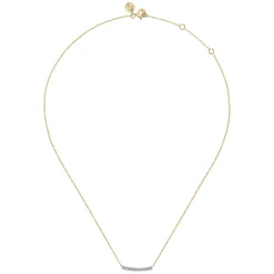 New Gabriel & Co. Bar Necklace Straight 14K White and Yellow Gold White Sapphire