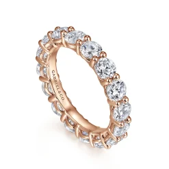 Hot Gabriel & Co. Basque - 14K Rose Gold Shared Prong Diamond Eternity Band - 3.5 ct