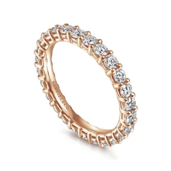 Online Gabriel & Co. Basque - 14K Rose Gold Shared Prong Diamond Eternity Band - 1.3 ct