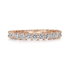 Online Gabriel & Co. Basque - 14K Rose Gold Shared Prong Diamond Eternity Band - 1.3 ct