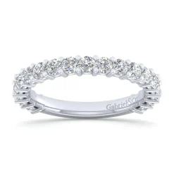 Hot Gabriel & Co. Basque - 14K White Gold Shared Prong Diamond Anniversary Band - 0.95 ct