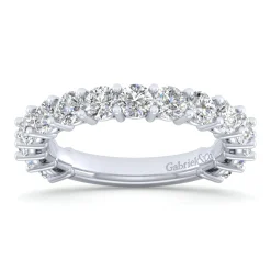 Hot Gabriel & Co. Basque - 14K White Gold Shared Prong Diamond Anniversary Band - 1.75 ct