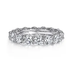 New Gabriel & Co. Basque - 14K White Gold Shared Prong Diamond Eternity Band - 3.5 ct