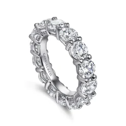 Outlet Gabriel & Co. Basque - 14K White Gold Shared Prong Diamond Eternity Band - 6.3 ct