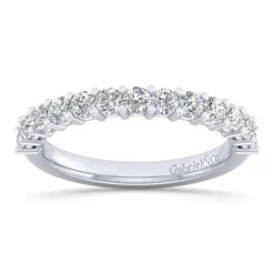 Gabriel & Co. Basque - 14K White Gold 13 Stone Shared Prong Diamond Anniversary Band - 0.65 ct