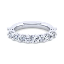 Discount Gabriel & Co. Basque - 14K White Gold 9 Stone Shared Prong Diamond Anniversary Band - 1.75 ct