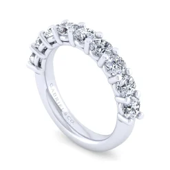 Discount Gabriel & Co. Basque - 14K White Gold 9 Stone Shared Prong Diamond Anniversary Band - 1.75 ct