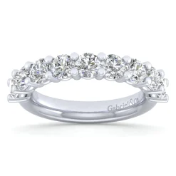 Discount Gabriel & Co. Basque - 14K White Gold 9 Stone Shared Prong Diamond Anniversary Band - 1.75 ct
