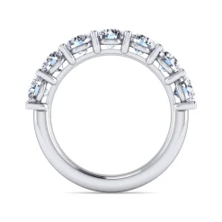 Clearance Gabriel & Co. Basque - 14K White Gold 7 Stone Shared Prong Diamond Anniversary Band - 2.15 ct