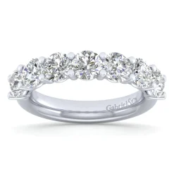 Clearance Gabriel & Co. Basque - 14K White Gold 7 Stone Shared Prong Diamond Anniversary Band - 2.15 ct