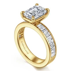 New Gabriel & Co. Bassia - 14K Yellow Gold Emerald Cut Diamond Engagement Ring