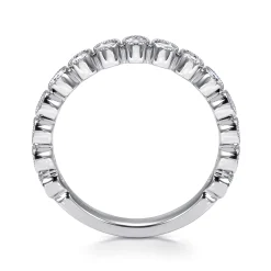 Best Gabriel & Co. Bayonne - 14K White Gold Bezel Set Diamond Anniversary Band with Milgrain - 0.45 ct