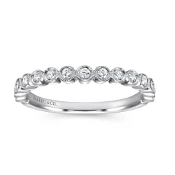 Online Gabriel & Co. Bayonne - 14K White Gold 11 Stone Bezel Set Diamond Anniversary Band with Milgrain - 0.23 ct