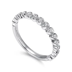 Online Gabriel & Co. Bayonne - 14K White Gold 11 Stone Bezel Set Diamond Anniversary Band with Milgrain - 0.23 ct