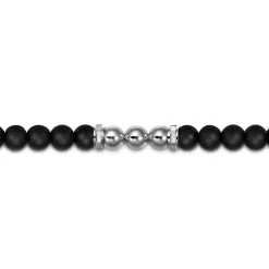 Outlet Gabriel & Co. Beaded Bracelet 925 Sterling Silver Matte Onyx and Silver Bead 6mm