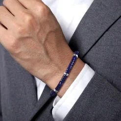 Online Gabriel & Co. Beaded Bracelet 925 Sterling Silver Cylinder Lapis