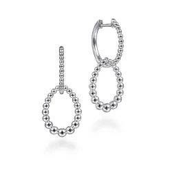 Gabriel & Co. Beaded Huggie Drop Earrings 925 Sterling Silver 13mm