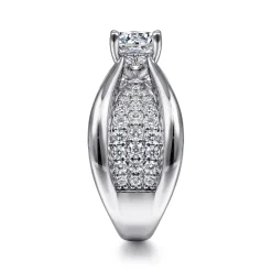 Gabriel & Co. Bebe - 14K White Gold Wide Band Round Diamond Engagement Ring