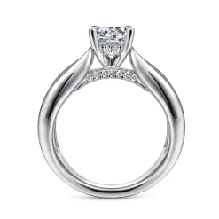 Gabriel & Co. Bebe - 14K White Gold Wide Band Round Diamond Engagement Ring
