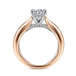 Hot Gabriel & Co. Bebe - 14K White-Rose Gold Wide Band Round Diamond Engagement Ring