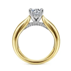 Discount Gabriel & Co. Bebe - 14K White-Yellow Gold Wide Band Round Diamond Engagement Ring