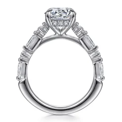 New Gabriel & Co. Belle - 14K White Gold Round Diamond Engagement Ring