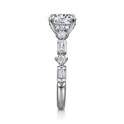 New Gabriel & Co. Belle - 14K White Gold Round Diamond Engagement Ring