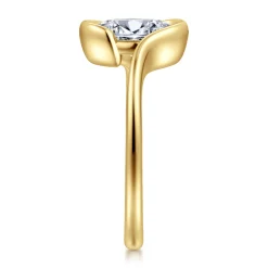 Hot Gabriel & Co. Bellisse - 14K Yellow Gold Bypass Oval Solitaire Diamond Engagement Ring