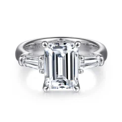 Best Gabriel & Co. Belma - 14K White Gold Emerald Cut Diamond Channel Set Engagement Ring