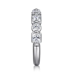 Online Gabriel & Co. Benadetta - 14K White Gold Prong Princess Cut and Round Diamond Anniversary Band - 1.25 ct