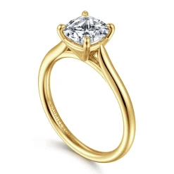 Clearance Gabriel & Co. Bena - 14K Yellow Gold Cushion Cut Solitaire Diamond Engagement Ring