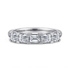 Best Gabriel & Co. Berta - 14K White Gold Emerald Cut Diamond Anniversary Band - 1.25 ct
