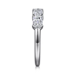 Clearance Gabriel & Co. Berta - 14K White Gold Prong Set Emerald Cut Diamond Anniversary Band - 1.55 ct