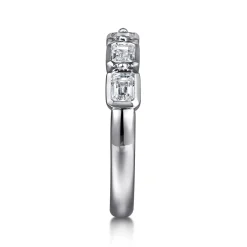 Hot Gabriel & Co. Beta - 14K White Gold Bezel and Prong Emerald Cut 5 Stone Diamond Anniversary Band - 0.8 ct
