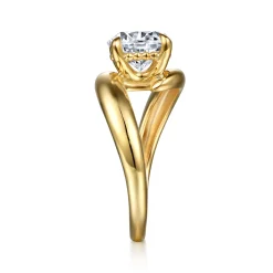 Clearance Gabriel & Co. Bettie - 14K Yellow Gold Bypass Round Diamond Engagement Ring