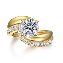 Clearance Gabriel & Co. Bettie - 14K Yellow Gold Bypass Round Diamond Engagement Ring