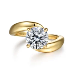 Clearance Gabriel & Co. Bettie - 14K Yellow Gold Bypass Round Diamond Engagement Ring