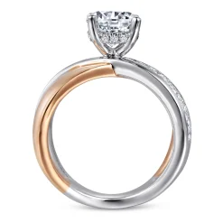 Hot Gabriel & Co. Betty - 14K White-Rose Gold Round Split Shank Hidden Halo Diamond Engagement Ring