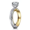 Clearance Gabriel & Co. Betty - 14K White-Yellow Gold Round Split Shank Hidden Halo Diamond Engagement Ring