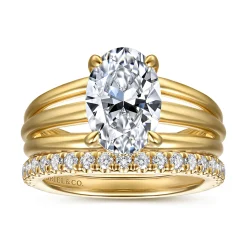 Best Gabriel & Co. Bexley - 14K Yellow Gold Split Shank Oval Diamond Engagement Ring