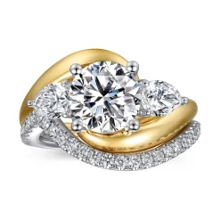 Discount Gabriel & Co. Beyond - 14K White-Yellow Gold Bypass Round Three Stone Diamond Engagement Ring
