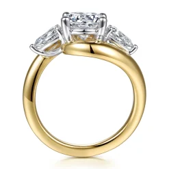 Discount Gabriel & Co. Beyond - 14K White-Yellow Gold Bypass Round Three Stone Diamond Engagement Ring