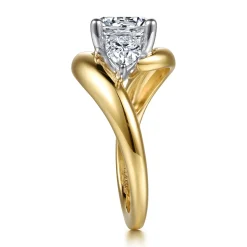 Discount Gabriel & Co. Beyond - 14K White-Yellow Gold Bypass Round Three Stone Diamond Engagement Ring