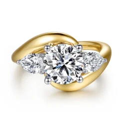 Discount Gabriel & Co. Beyond - 14K White-Yellow Gold Bypass Round Three Stone Diamond Engagement Ring