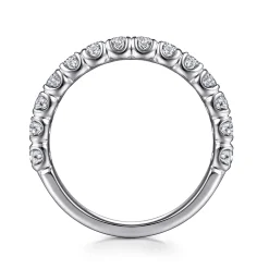 Hot Gabriel & Co. Bijou - 14K White Gold Prong Set Diamond Wedding Band - 0.5 ct