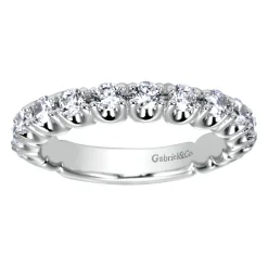 Clearance Gabriel & Co. Bijou - 14K White Gold Prong Set Diamond Wedding Band - 1 ct