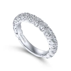 Clearance Gabriel & Co. Bijou - 14K White Gold Prong Set Diamond Wedding Band - 1 ct