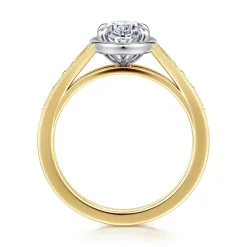 Outlet Gabriel & Co. Billy - Vintage Inspired 14K White-Yellow Gold Oval Solitaire Diamond Engagement Ring
