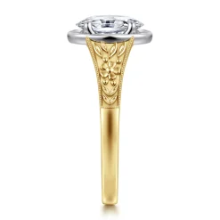 Outlet Gabriel & Co. Billy - Vintage Inspired 14K White-Yellow Gold Oval Solitaire Diamond Engagement Ring
