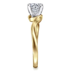 Discount Gabriel & Co. Blair - 14K White-Yellow Gold Bypass Round Diamond Engagement Ring